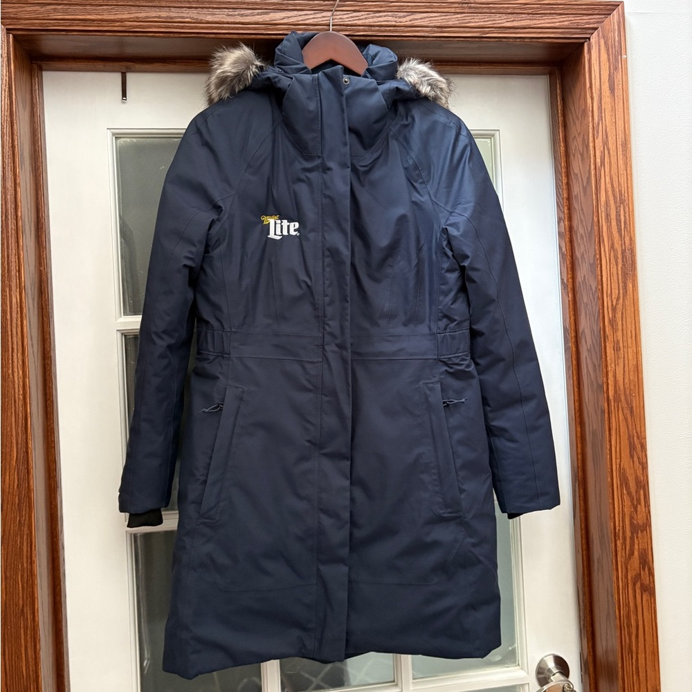 The North Face Women's Navy Blue Winter Coat with Faux Fur Hood